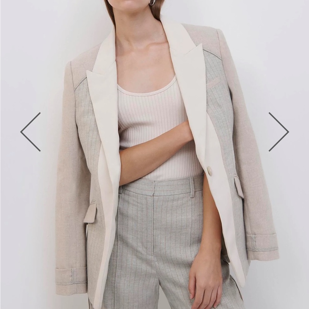 Jonathan Simkhai Cecile Patchwork Blazer Size 4 N… - image 5